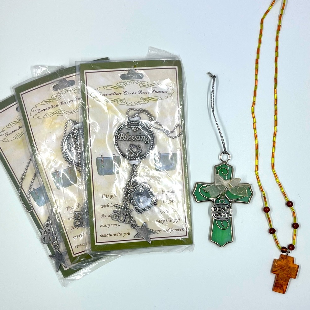 Vintage Religious Jewelry Bundle, Keychains, Pendant, Necklace